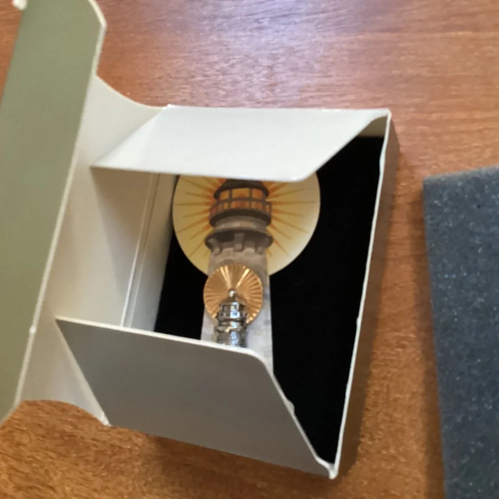 Vintage Avon Light House Gold/Silver Pewter Brooch Pin New In Box